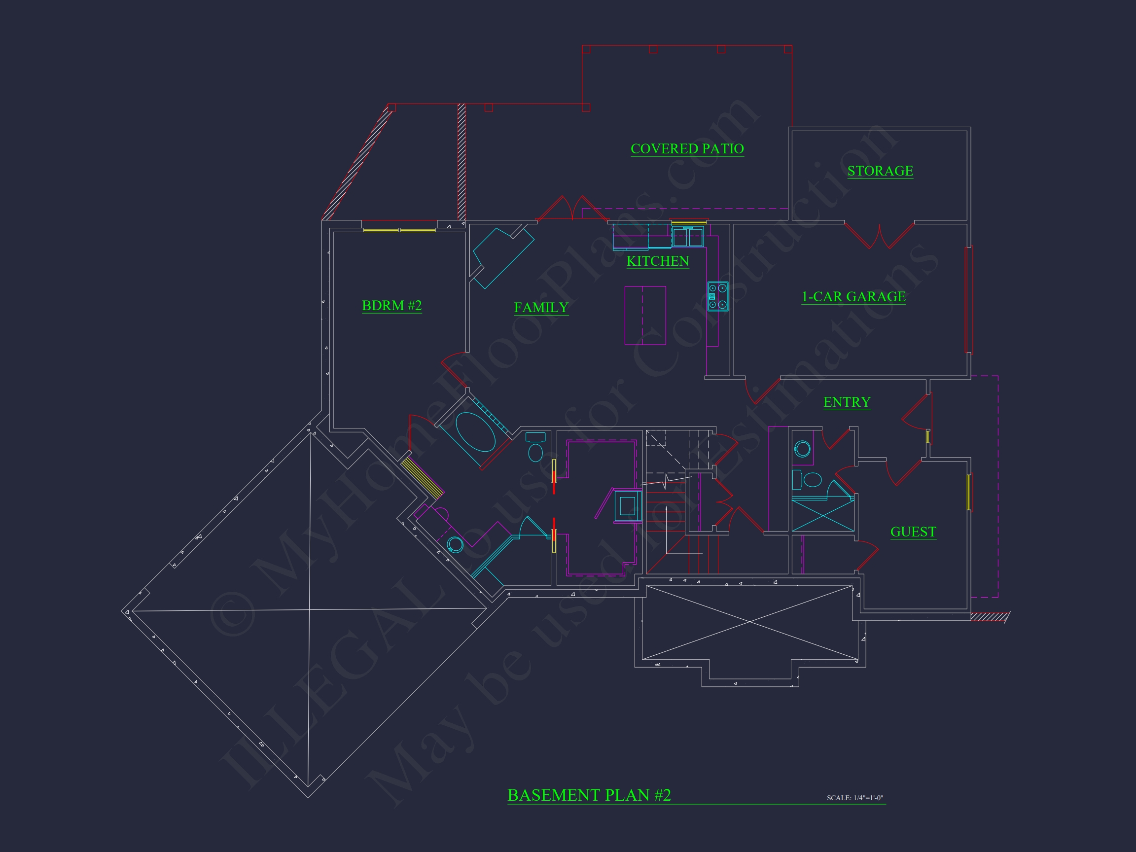 Spacious 5-Bedroom Home Plan with Modern Floor Design & CAD Blueprint