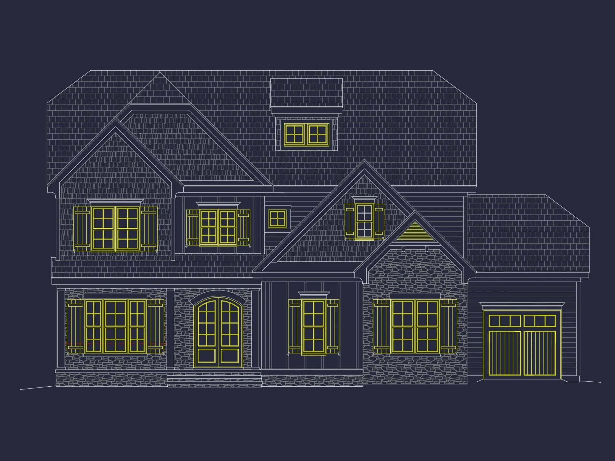 Spacious 5-Bedroom house Plan with Vaulted Ceilings and CAD Designs