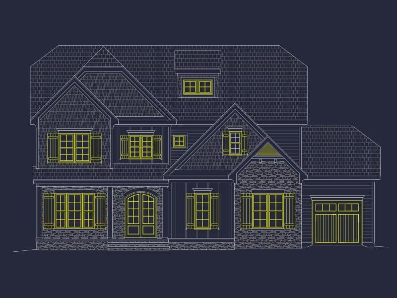 Spacious 5-Bedroom house Plan with Vaulted Ceilings and CAD Designs
