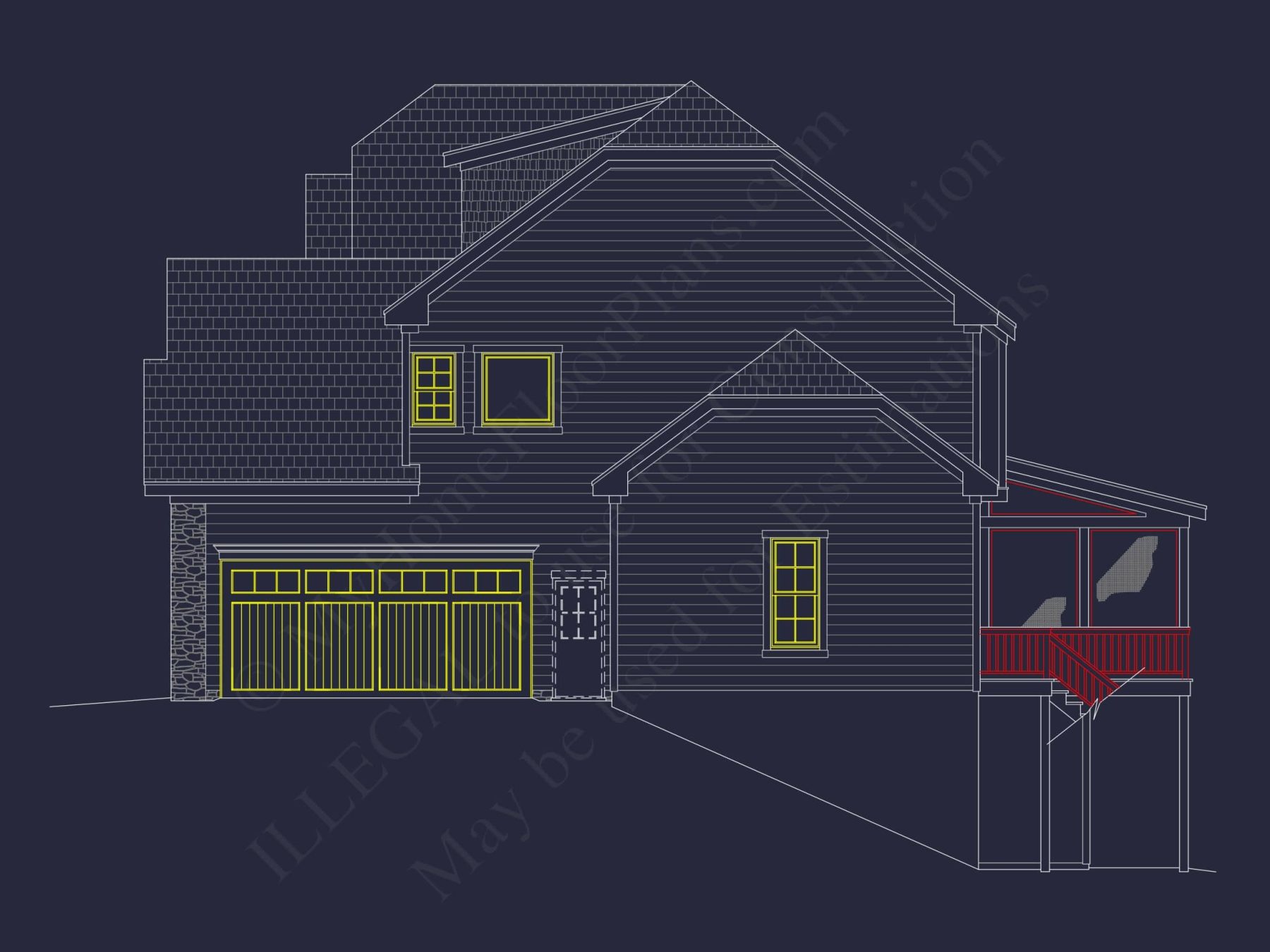 Spacious 5-Bedroom house Plan with Vaulted Ceilings and CAD Designs