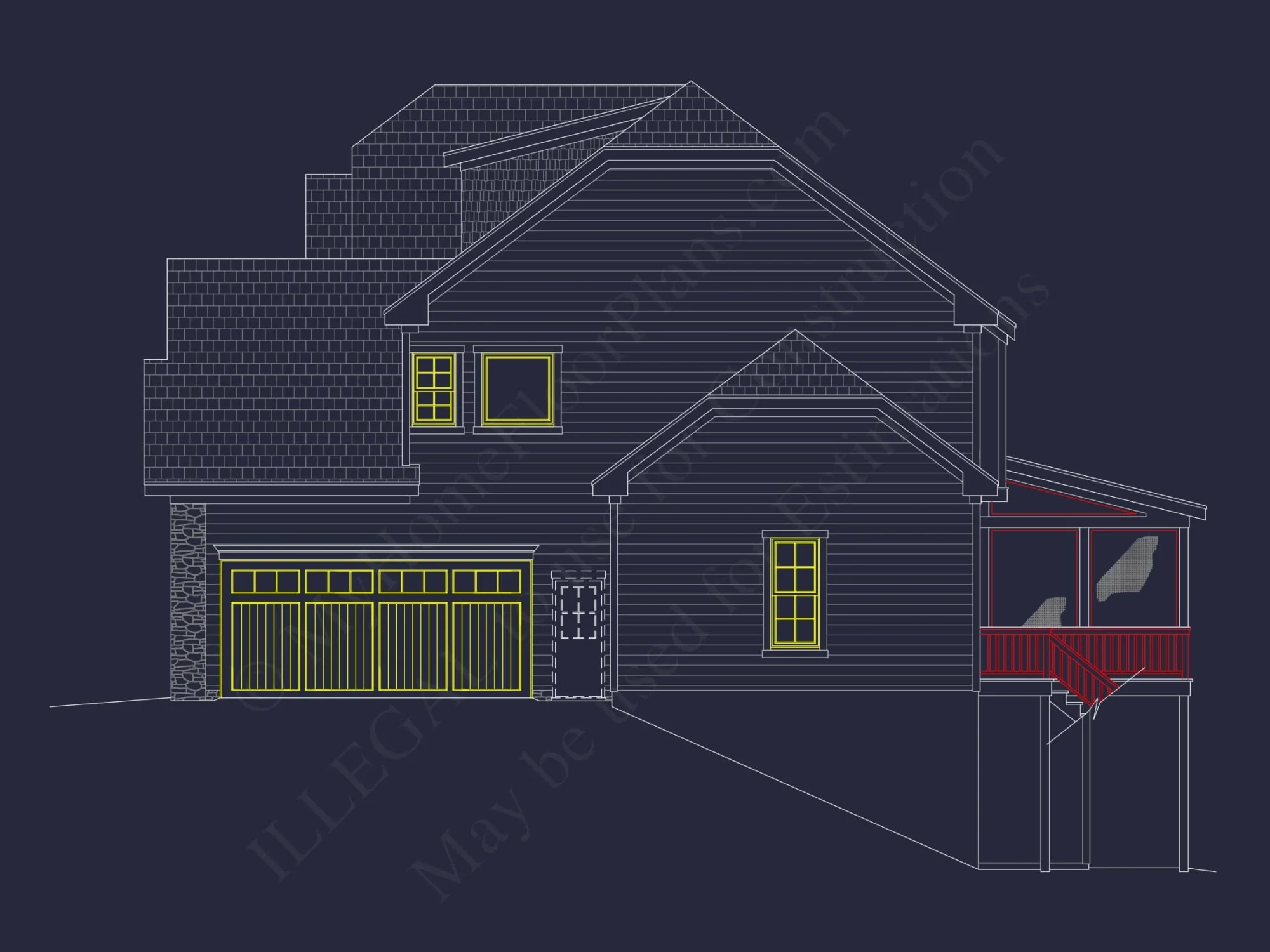 Spacious 5-Bedroom house Plan with Vaulted Ceilings and CAD Designs