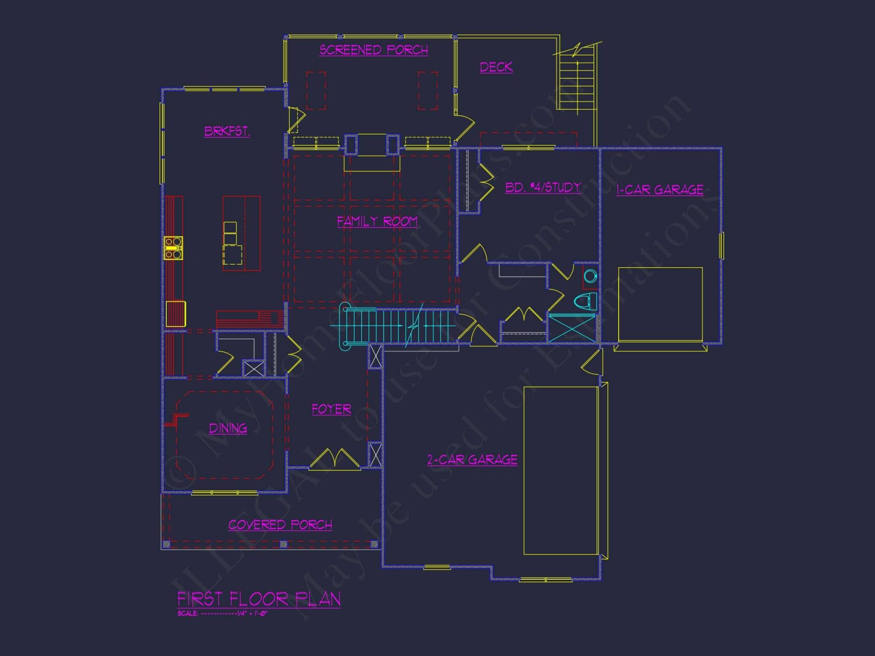 Spacious 5-Bedroom house Plan with Vaulted Ceilings and CAD Designs