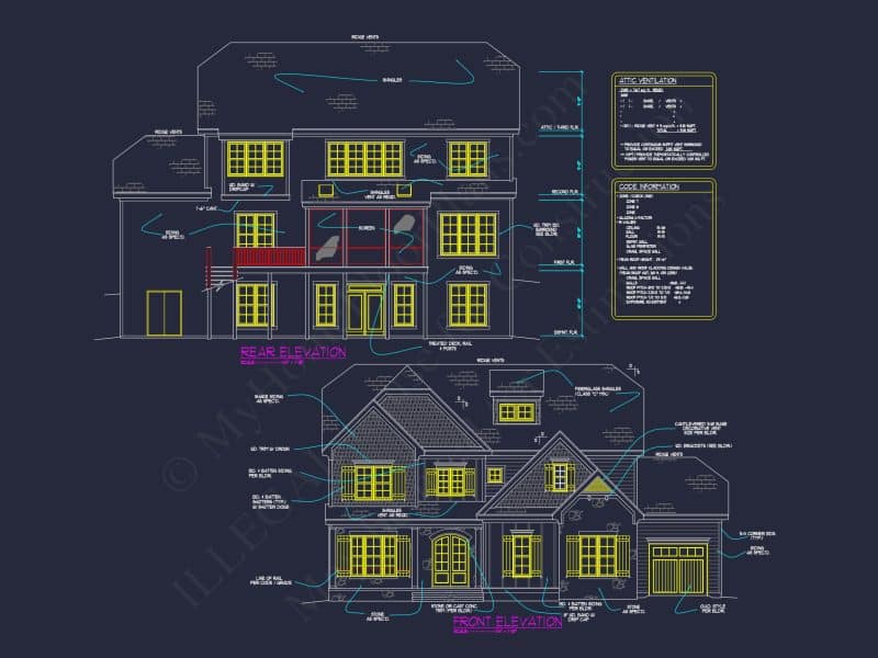 Spacious 5-Bedroom house Plan with Vaulted Ceilings and CAD Designs