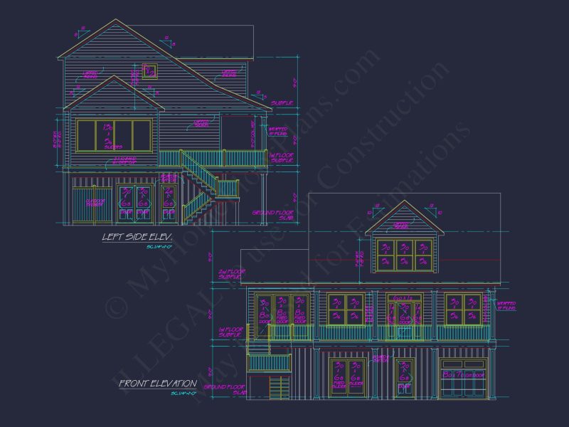 Spacious Beach house Floor Plan with Modern CAD Designs