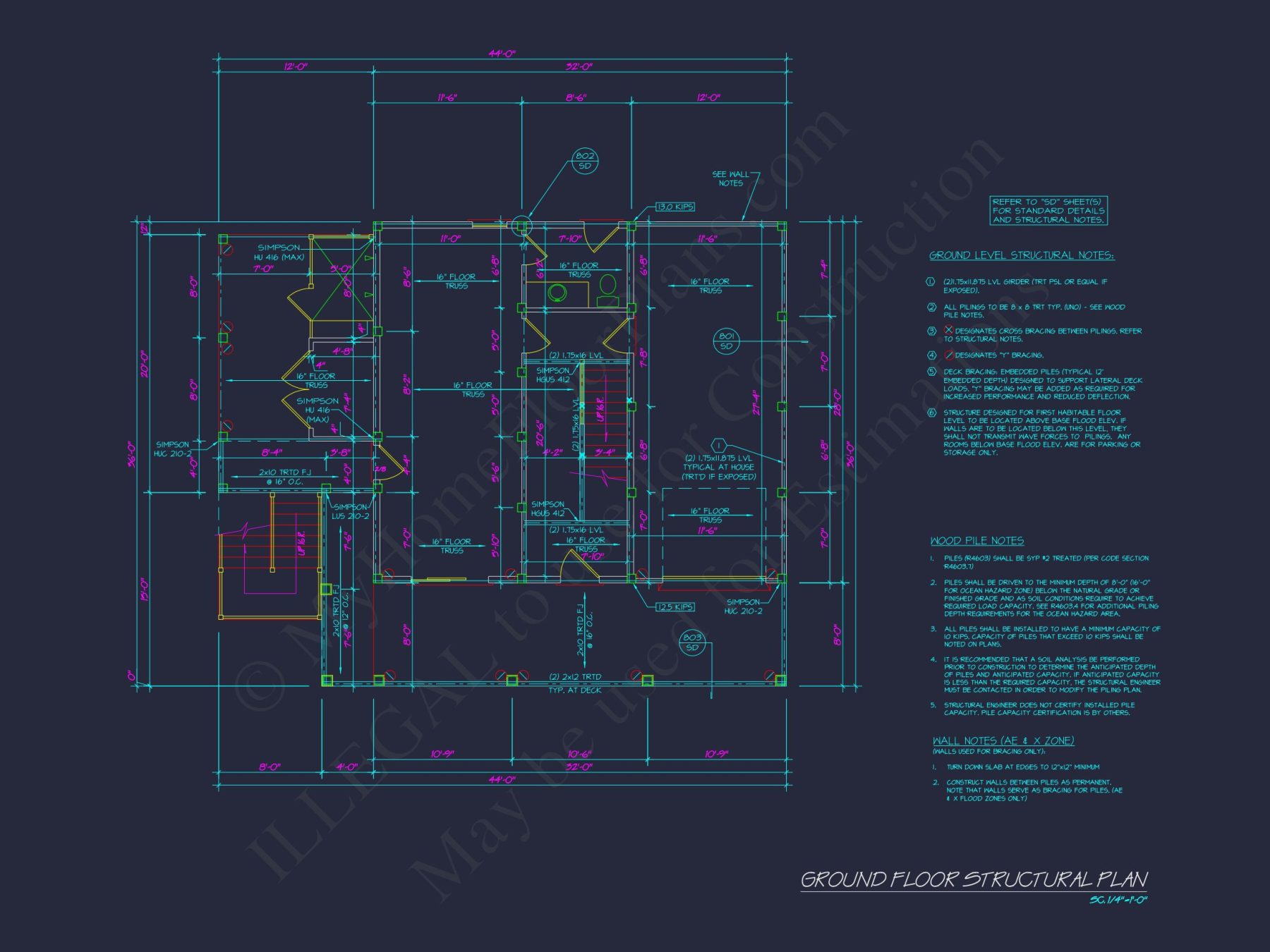 Spacious Beach house Floor Plan with Modern CAD Designs