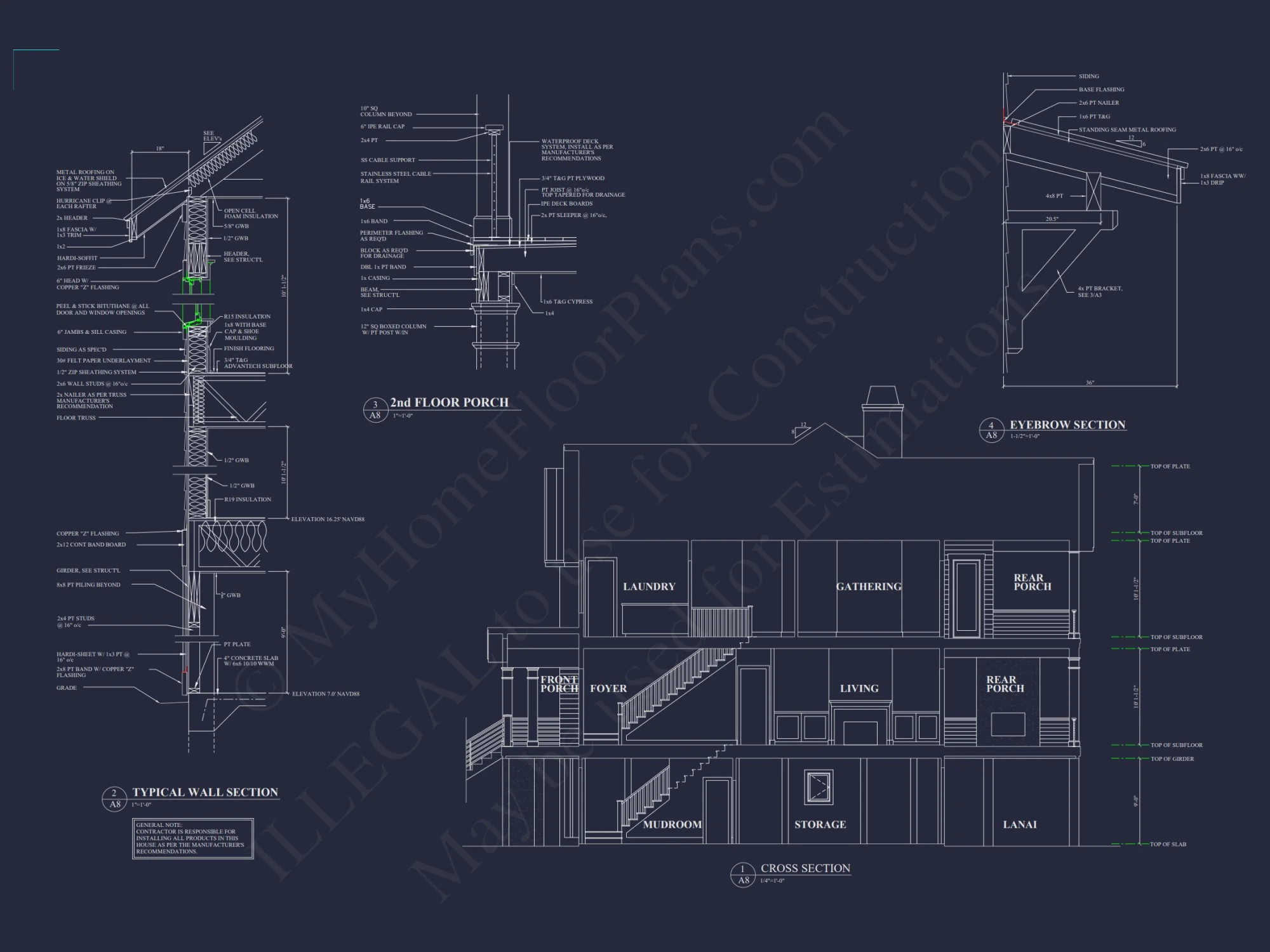 Spacious Beach house Plan with 3 Floors and Modern Designs