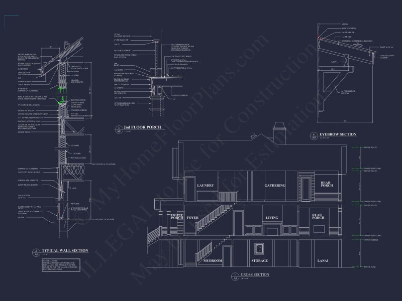 Spacious Beach house Plan with 3 Floors and Modern Designs
