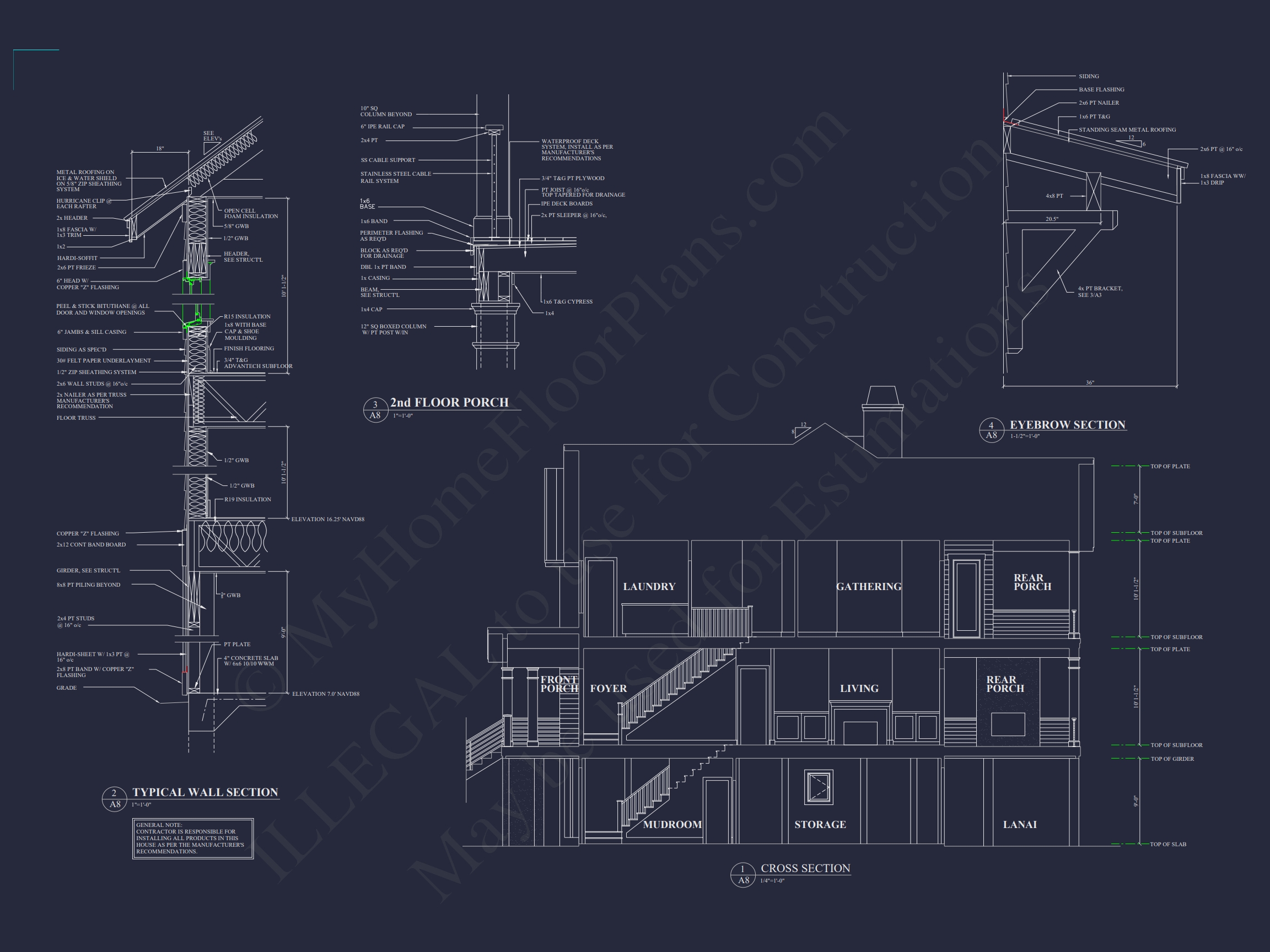 Spacious Beach Home Plan with 3 Floors and Modern Designs