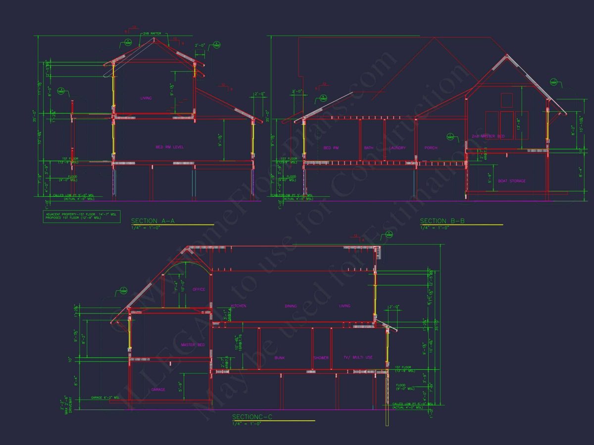 Spacious Coastal house Plan with CAD Floor Plans & Designs