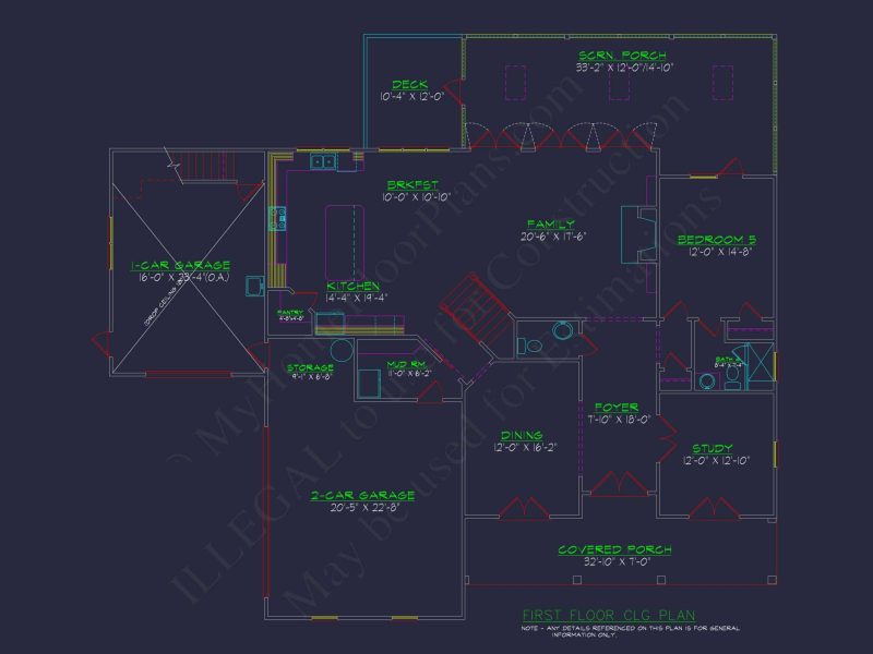 Spacious Colonial Farmhouse house Plan with CAD Designs