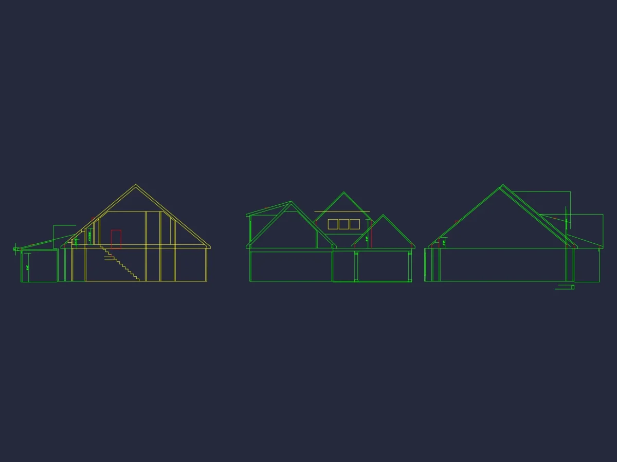 Spacious Craftsman house Floor Plan with CAD Architecture