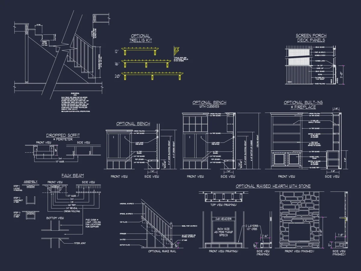 Spacious Craftsman house Floor Plan with CAD Architecture