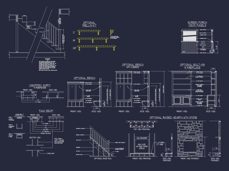 Spacious Craftsman house Floor Plan with CAD Architecture