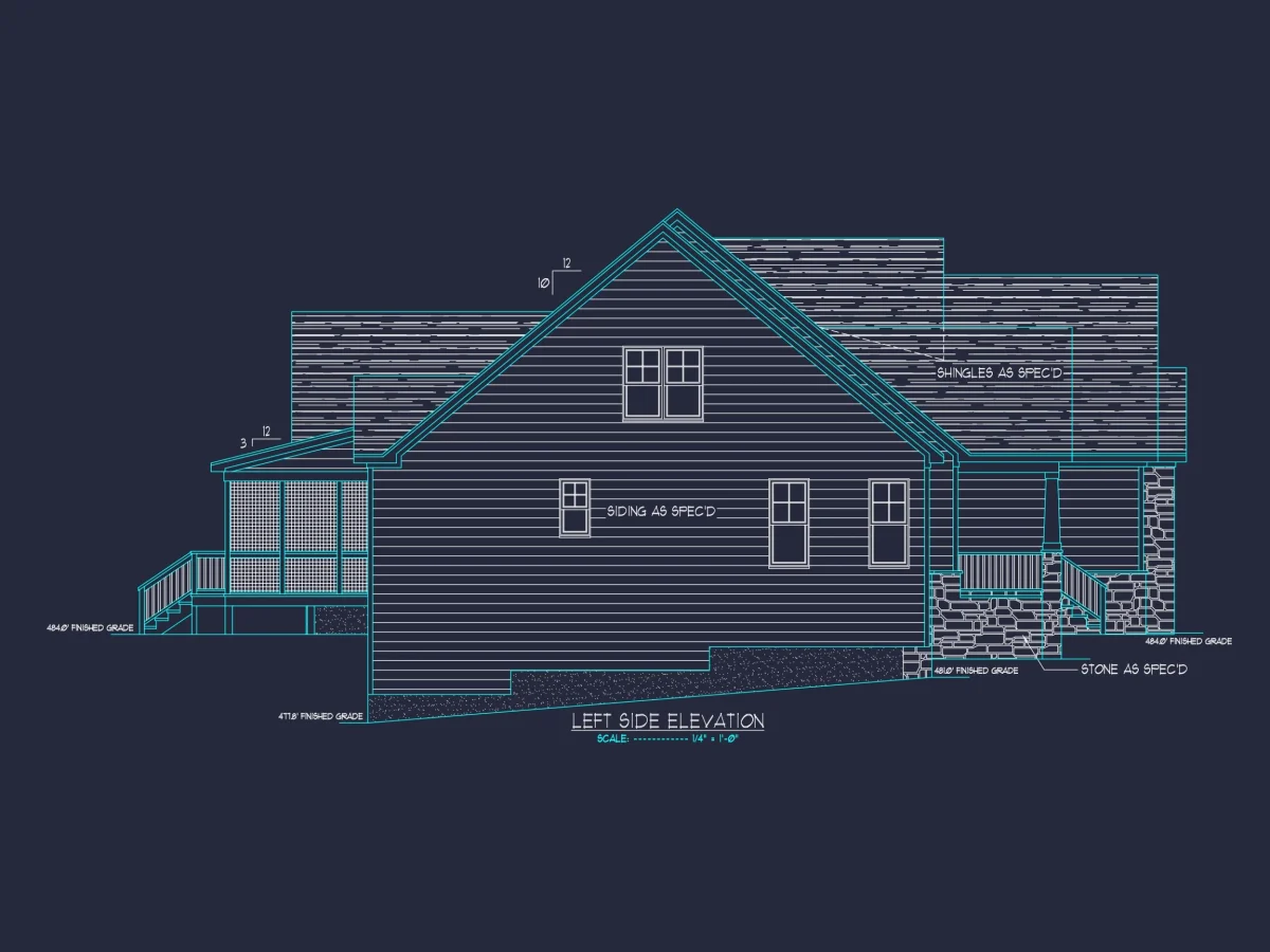 Spacious Craftsman house Floor Plan with CAD Architecture