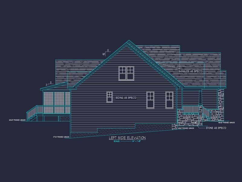 Spacious Craftsman house Floor Plan with CAD Architecture