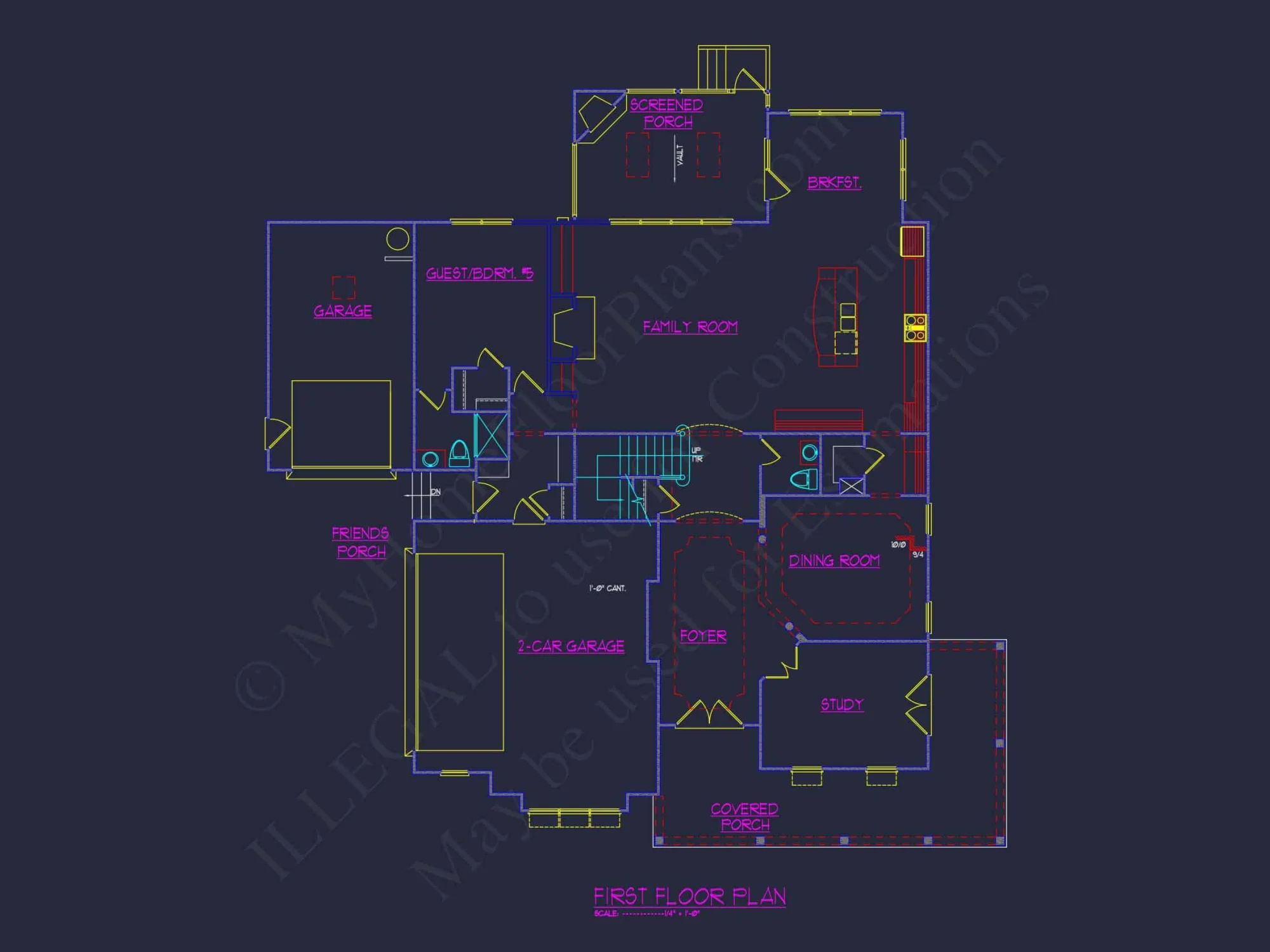 Spacious Craftsman house Plan with 3 Floors and 5 Bedrooms