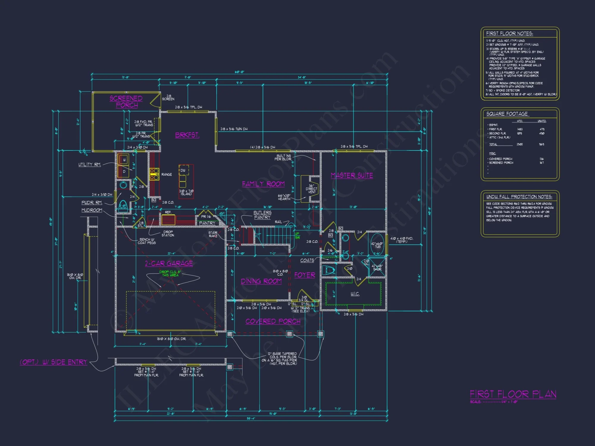 Spacious Craftsman house Plan with Floor Plans & CAD Designs