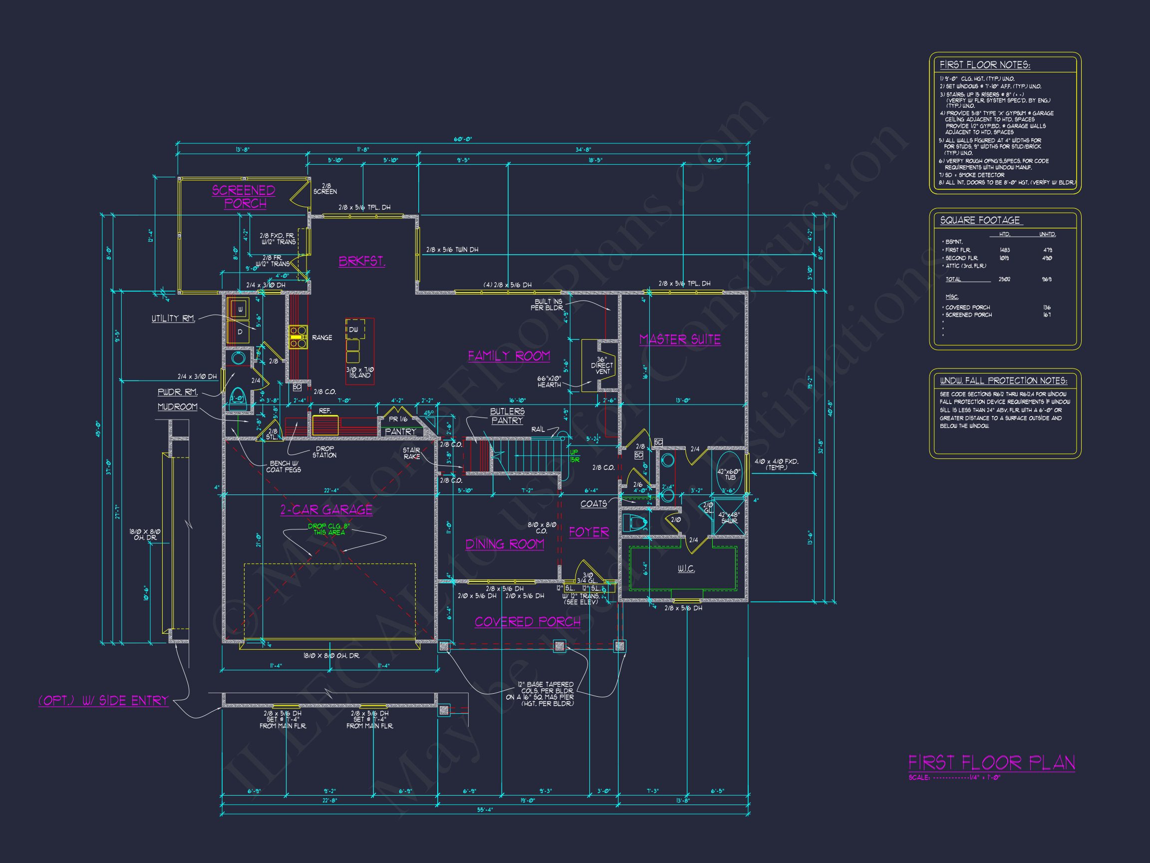 Spacious Craftsman house Plan with Floor Plans & CAD Designs