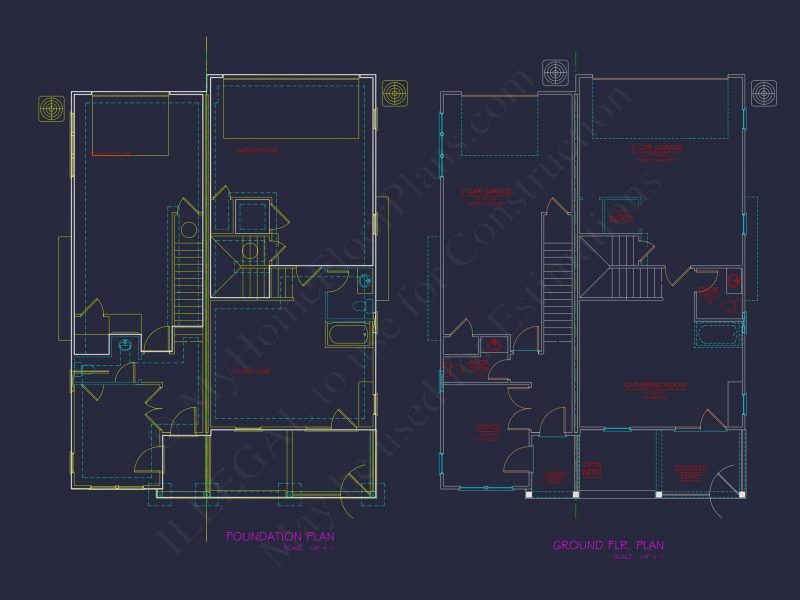 Spacious Duplex house Plans with Architectural Designs Blueprint