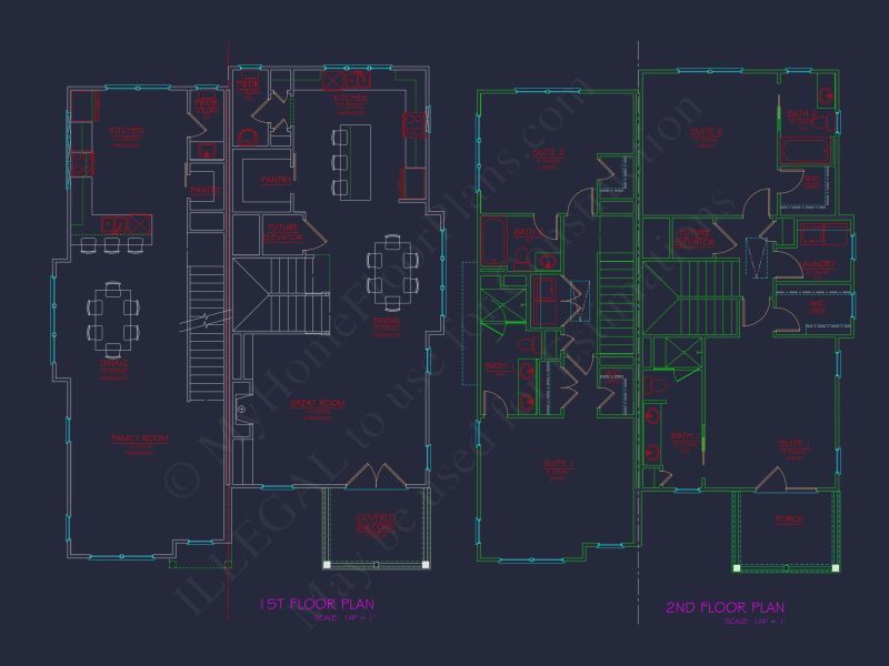 Spacious Duplex house Plans with Architectural Designs Blueprint