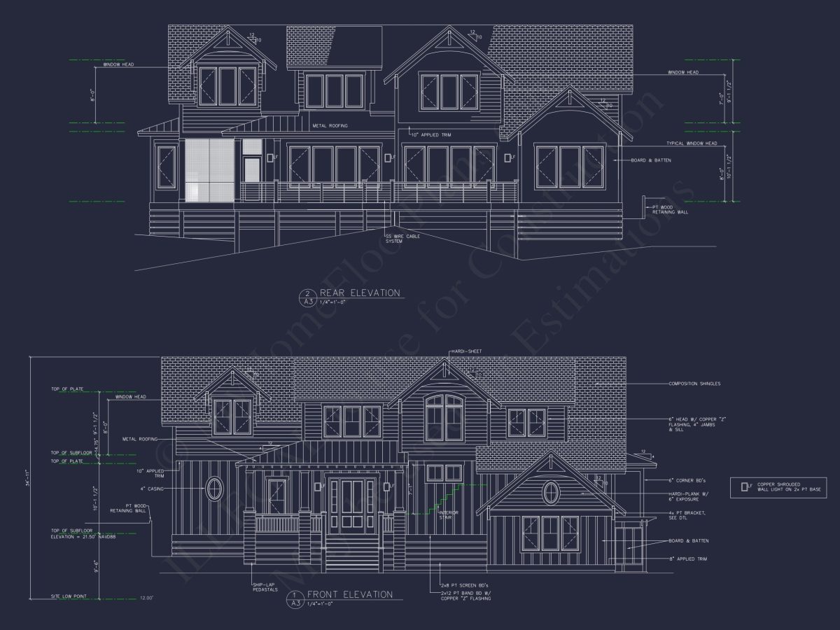 Spacious house Design with 2-Story Floor Plan and Modern Blueprint