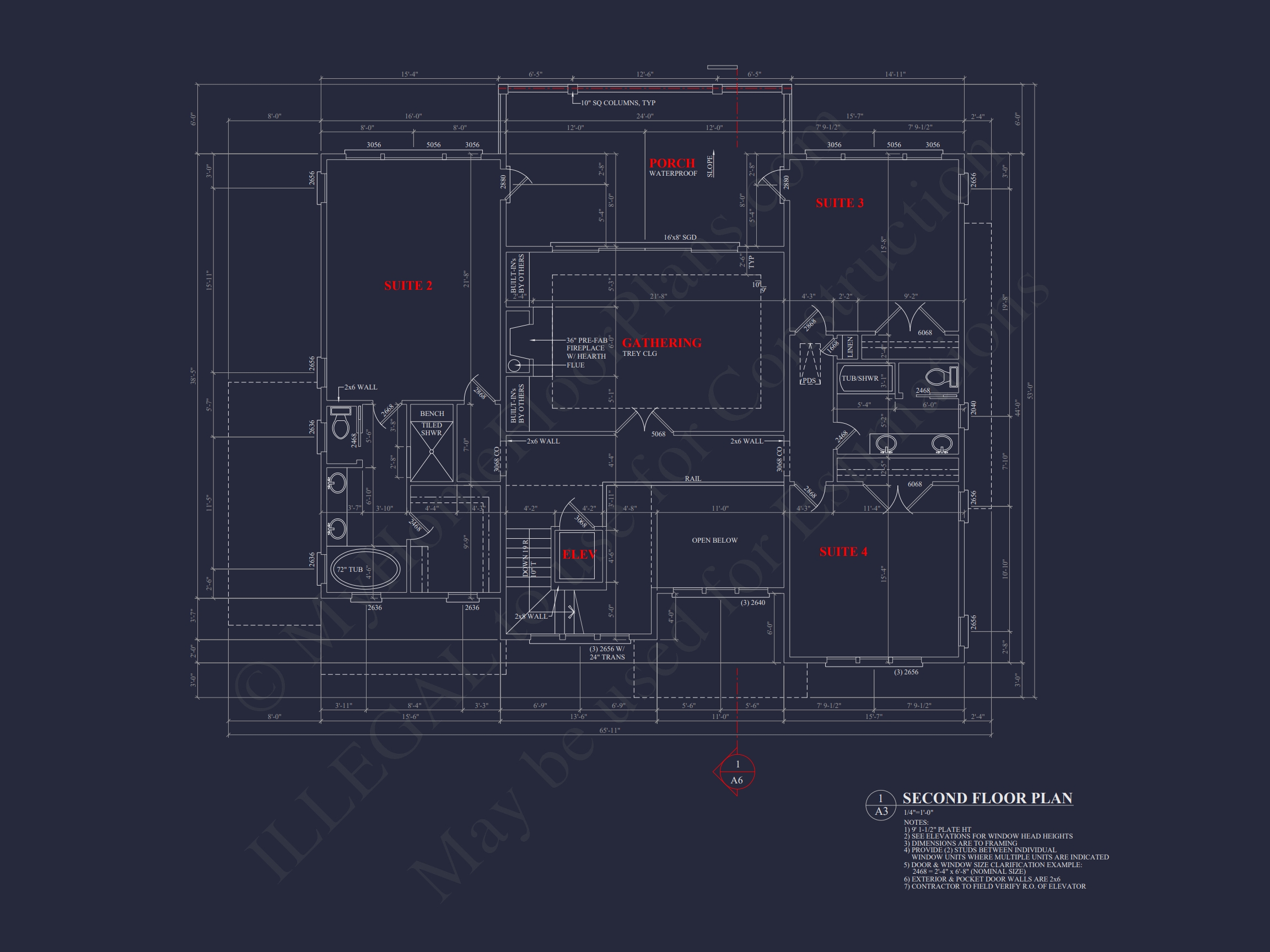 Spacious Home Floor Plan: 2-Story Architectural Design with CAD Blueprint