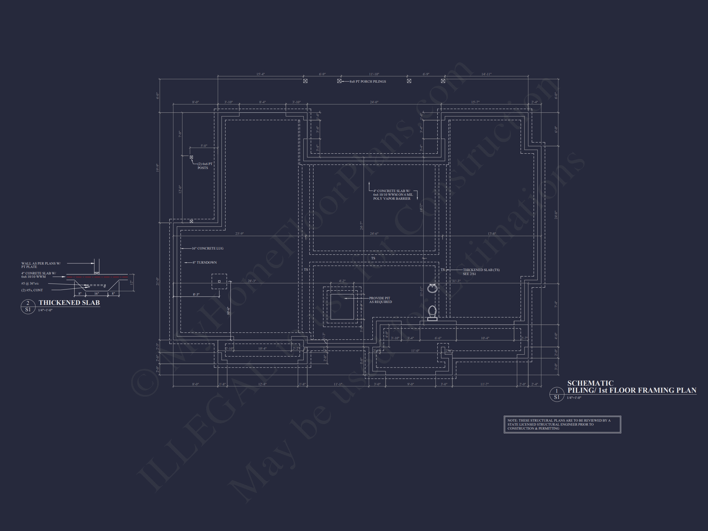 Spacious Home Floor Plan: 2-Story Architectural Design with CAD Blueprint