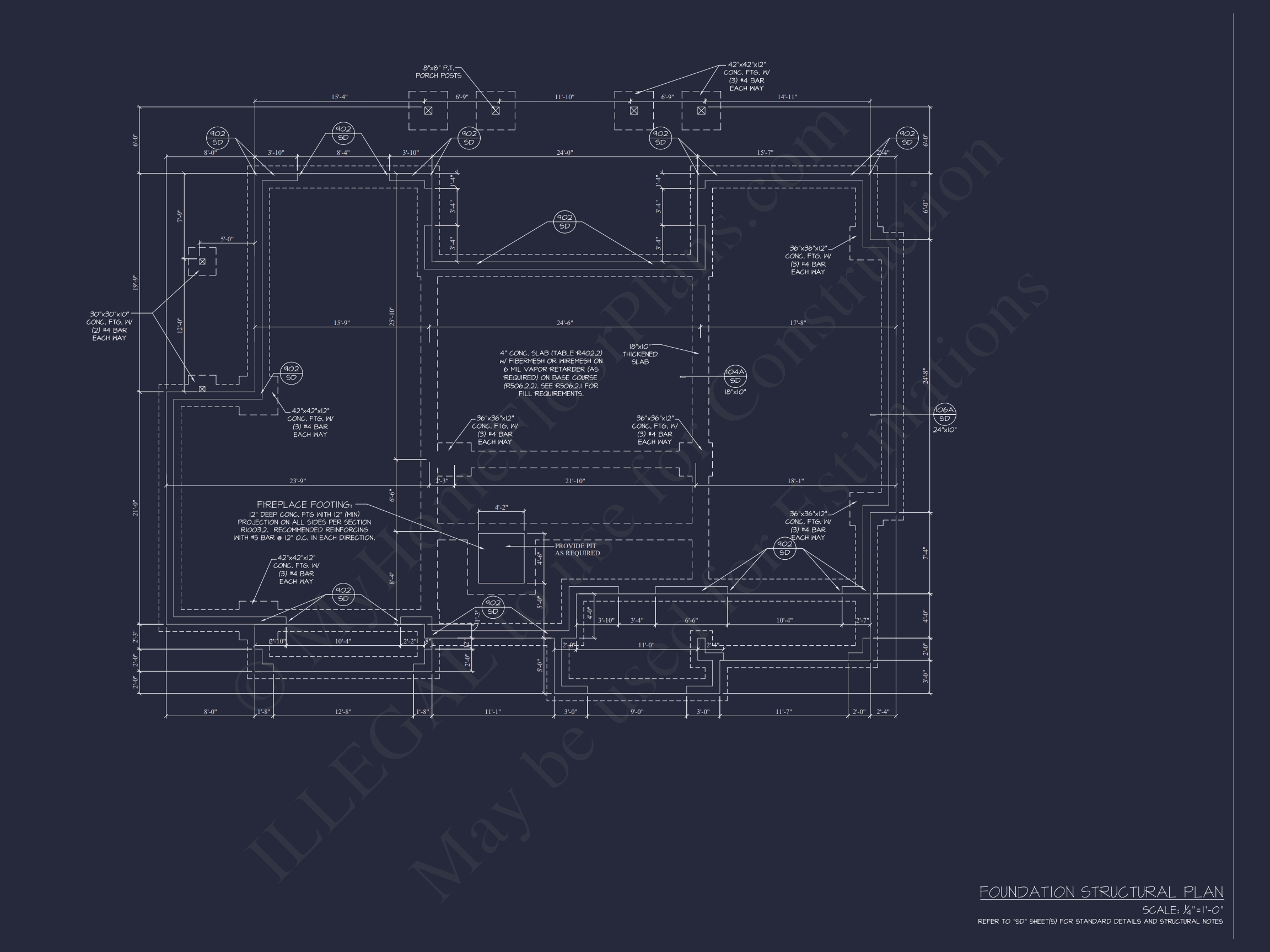 Spacious Home Floor Plan: 2-Story Architectural Design with CAD Blueprint