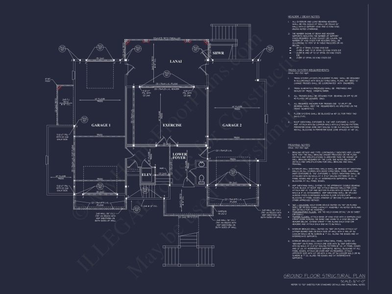 Spacious house Floor Plan: 2-Story Architectural Design with CAD Blueprint