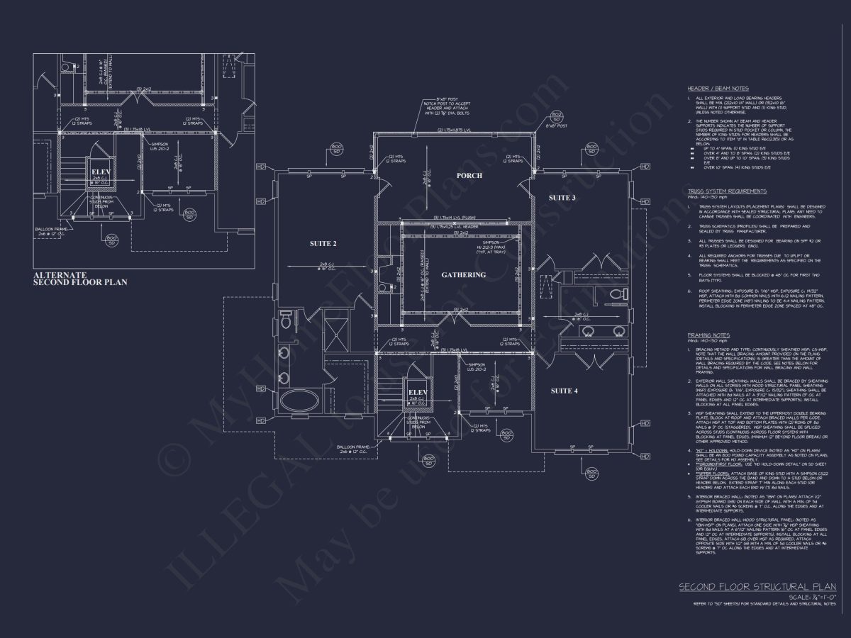 Spacious house Floor Plan: 2-Story Architectural Design with CAD Blueprint