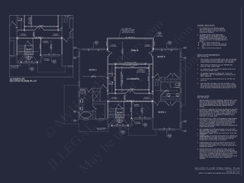 Spacious house Floor Plan: 2-Story Architectural Design with CAD Blueprint