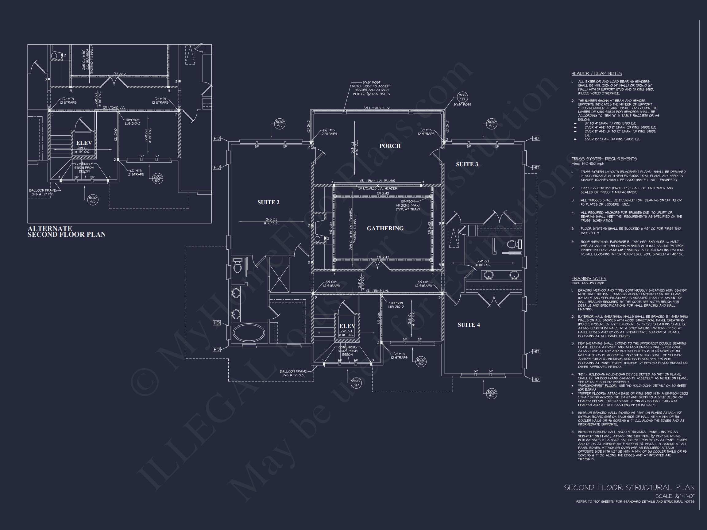 Spacious Home Floor Plan: 2-Story Architectural Design with CAD Blueprint