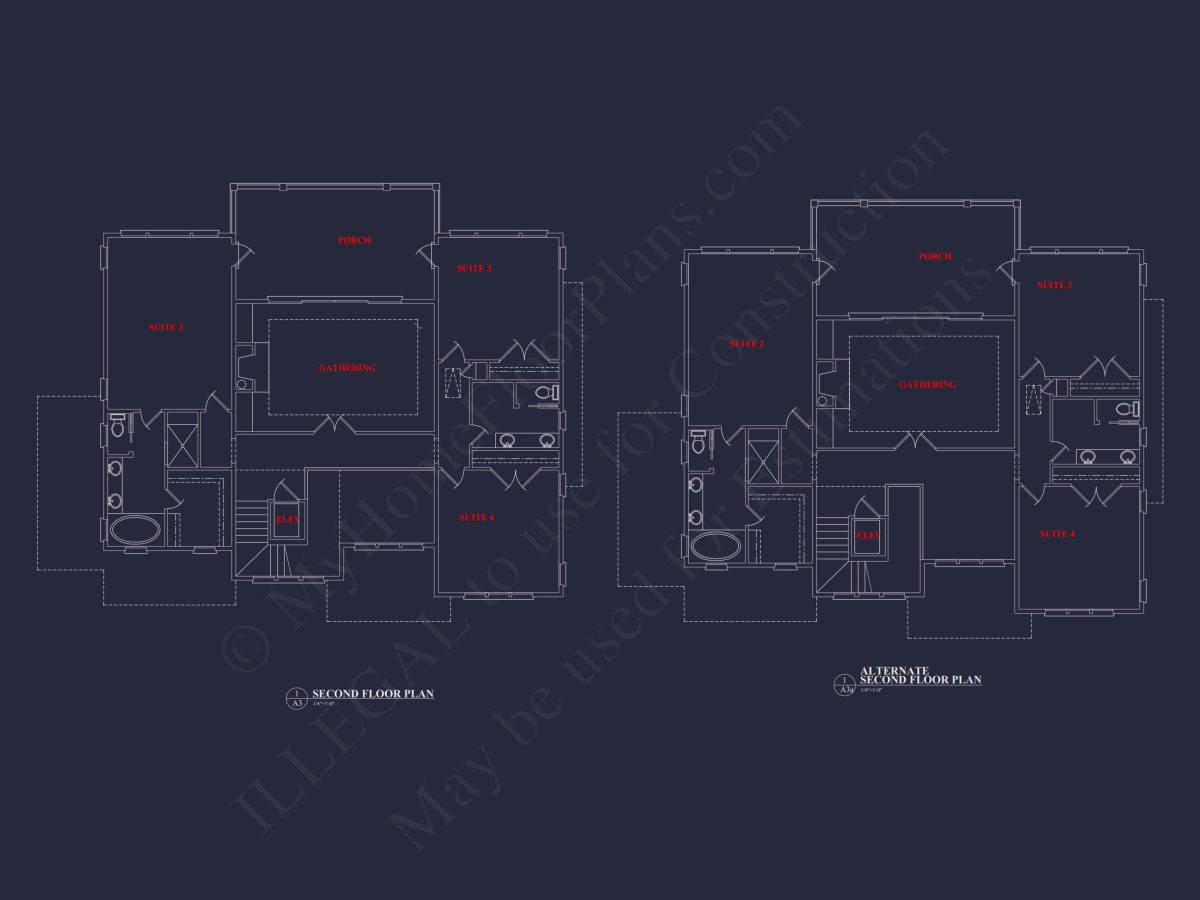 Spacious house Floor Plan: 2-Story Architectural Design with CAD Blueprint