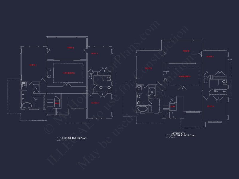 Spacious house Floor Plan: 2-Story Architectural Design with CAD Blueprint