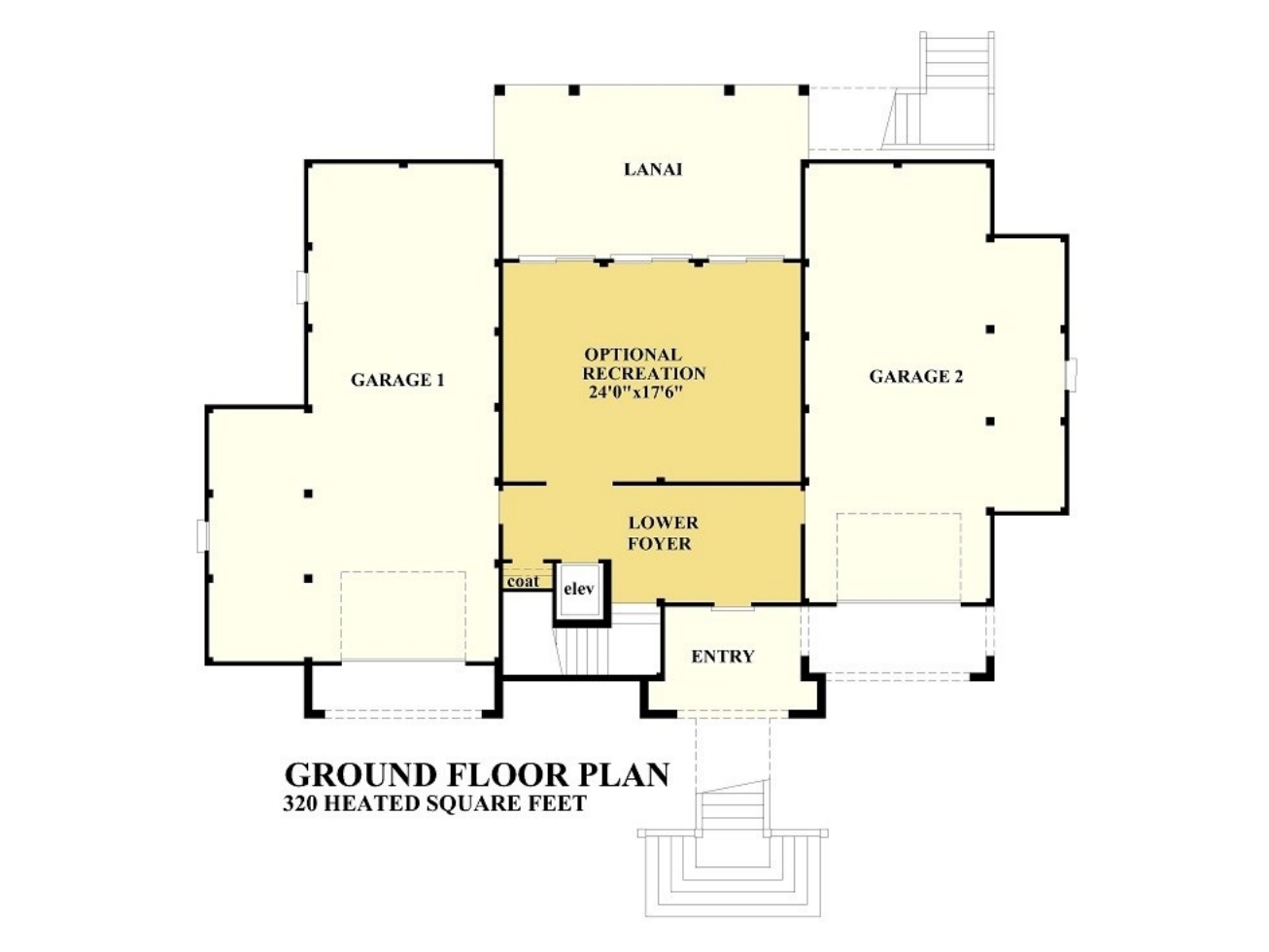 Spacious Home Floor Plan: 2-Story Architectural Design with CAD Blueprint