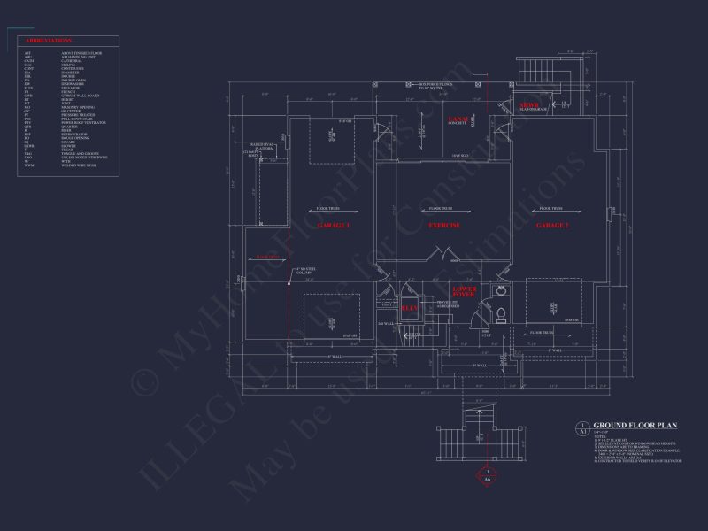 Spacious house Floor Plan: 2-Story Architectural Design with CAD Blueprint