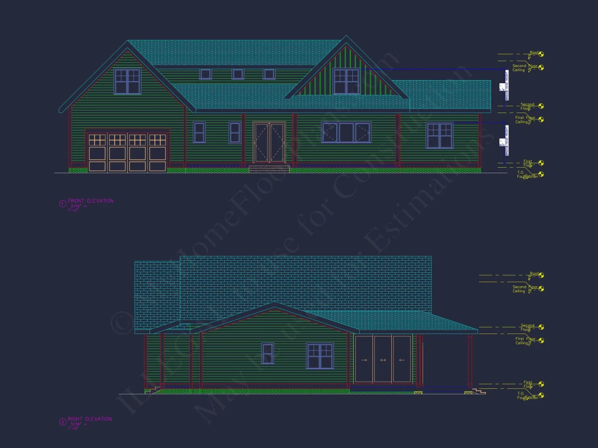Spacious house Floor Plan with 1.5 Stories, CAD Blueprints