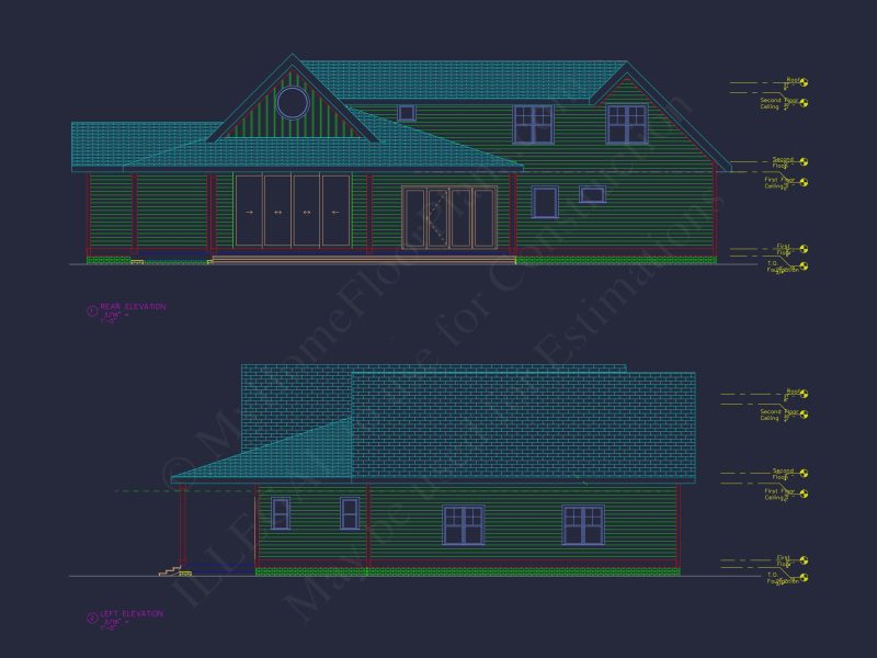 Spacious house Floor Plan with 1.5 Stories, CAD Blueprints