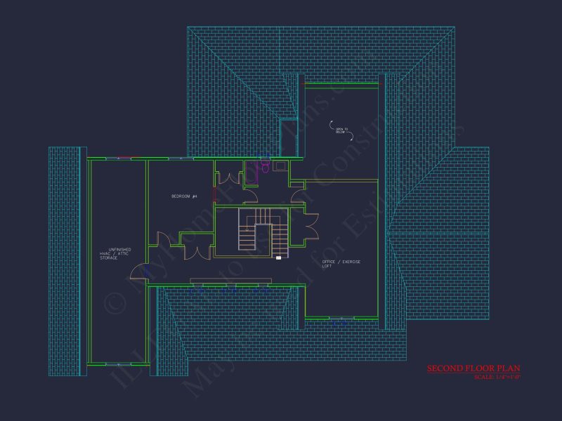Spacious house Floor Plan with 1.5 Stories, CAD Blueprints