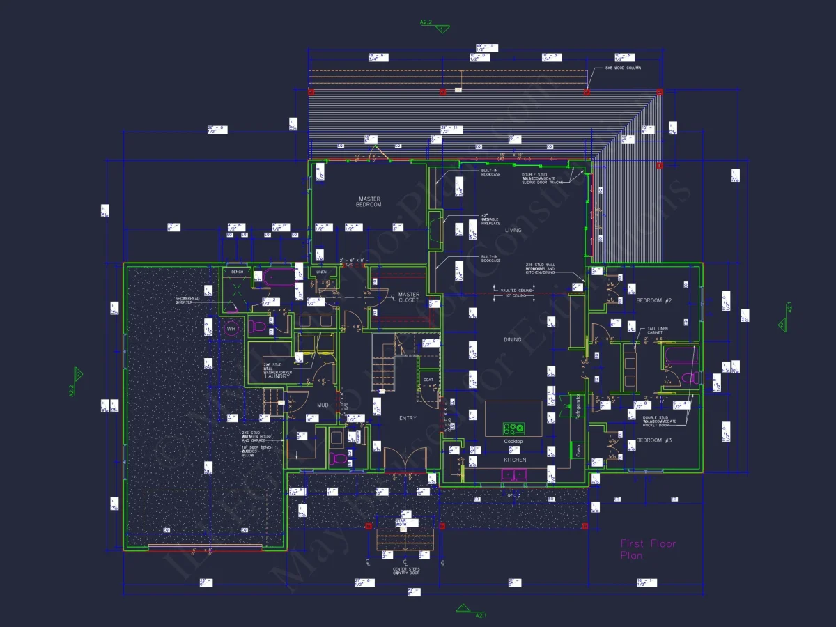 Spacious house Floor Plan with 1.5 Stories, CAD Blueprints
