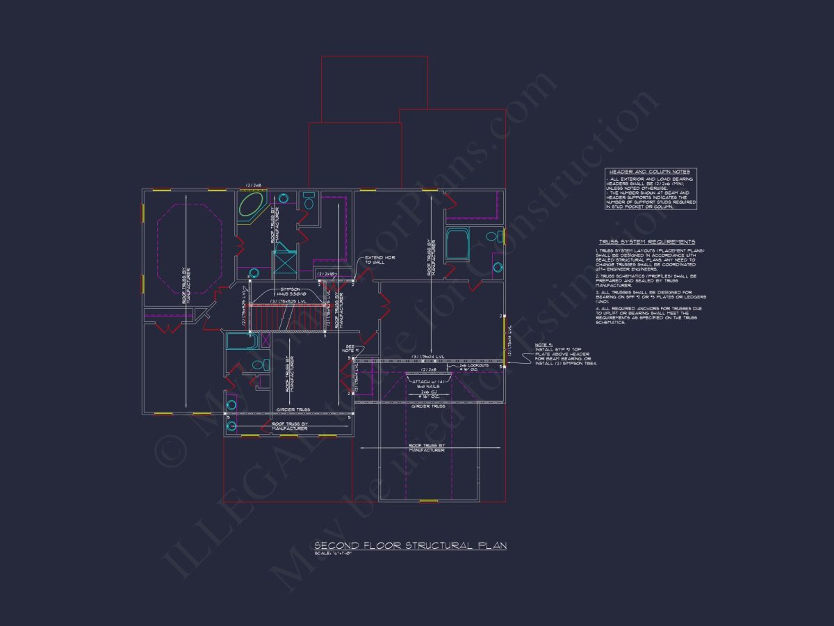 Spacious house Floor Plan with 4 Bedrooms & CAD Designs