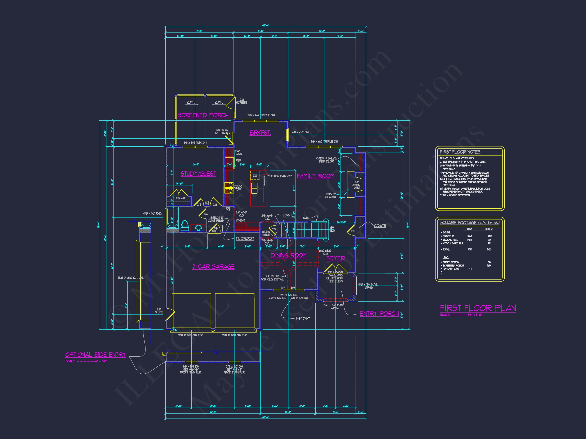 Spacious Home Floor Plan with Architectural Designs and CAD