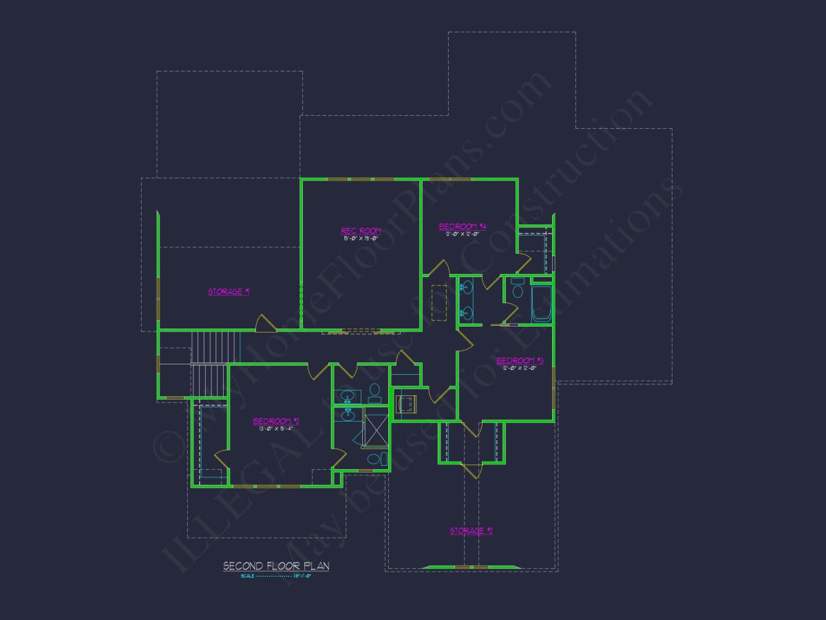 Spacious house Floor Plan with CAD Designs and 2-Story Blueprint