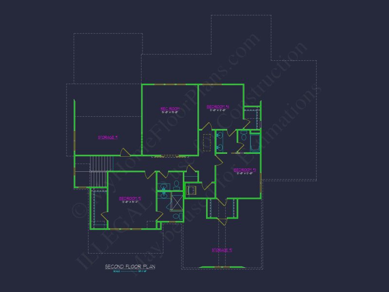 Spacious house Floor Plan with CAD Designs and 2-Story Blueprint