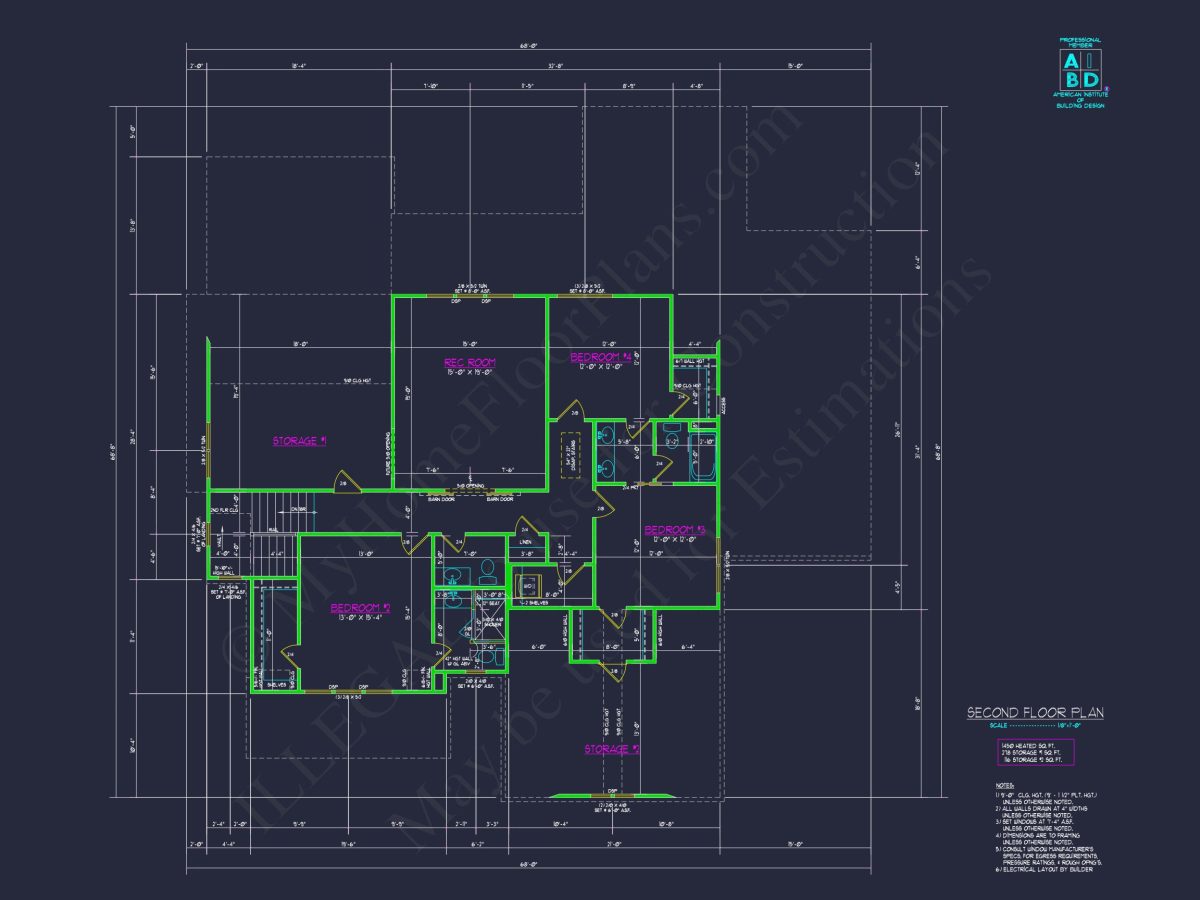 Spacious house Floor Plan with CAD Designs and 2-Story Blueprint