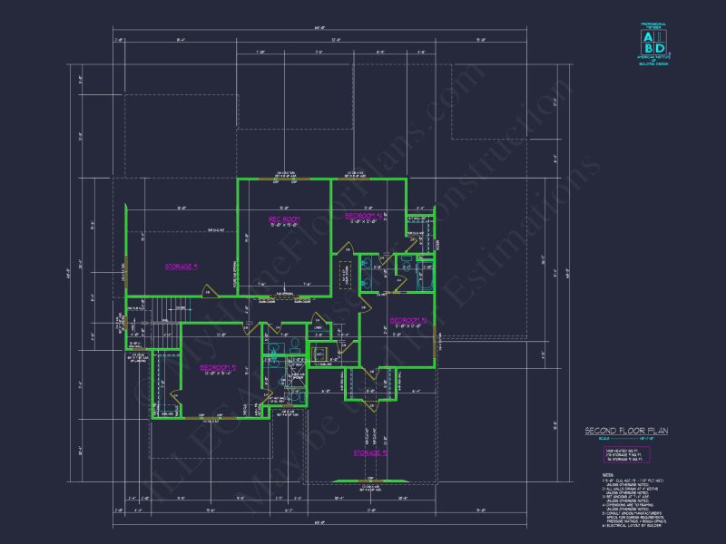 Spacious house Floor Plan with CAD Designs and 2-Story Blueprint
