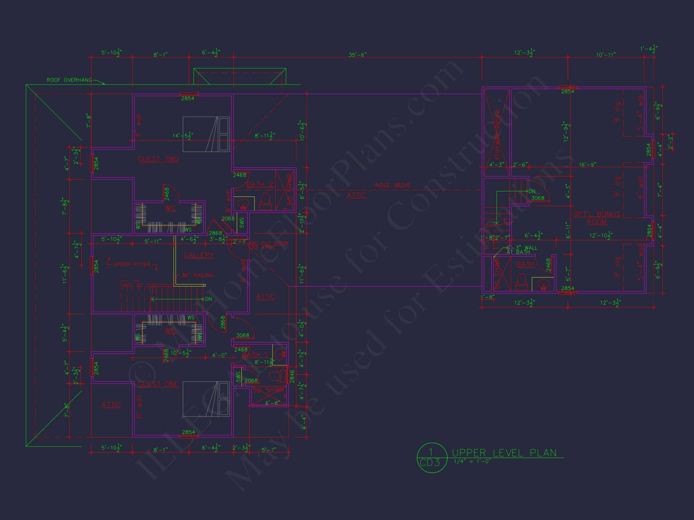 Spacious house Plan with 2 Floors,3 Bedrooms,and CAD Designs