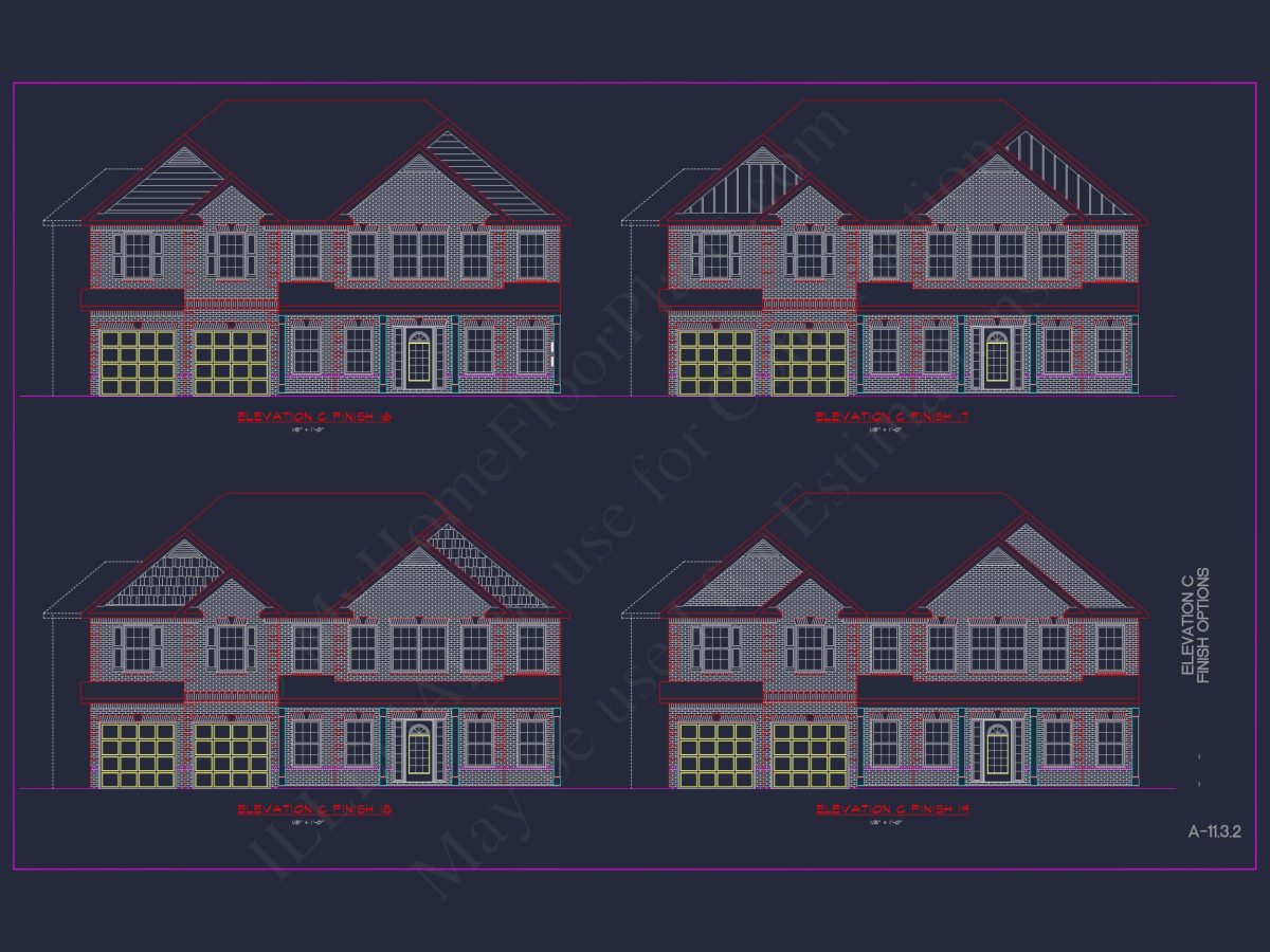 Spacious house Plan with 2 Floors, 5 Bedrooms, and 3-Car Garage