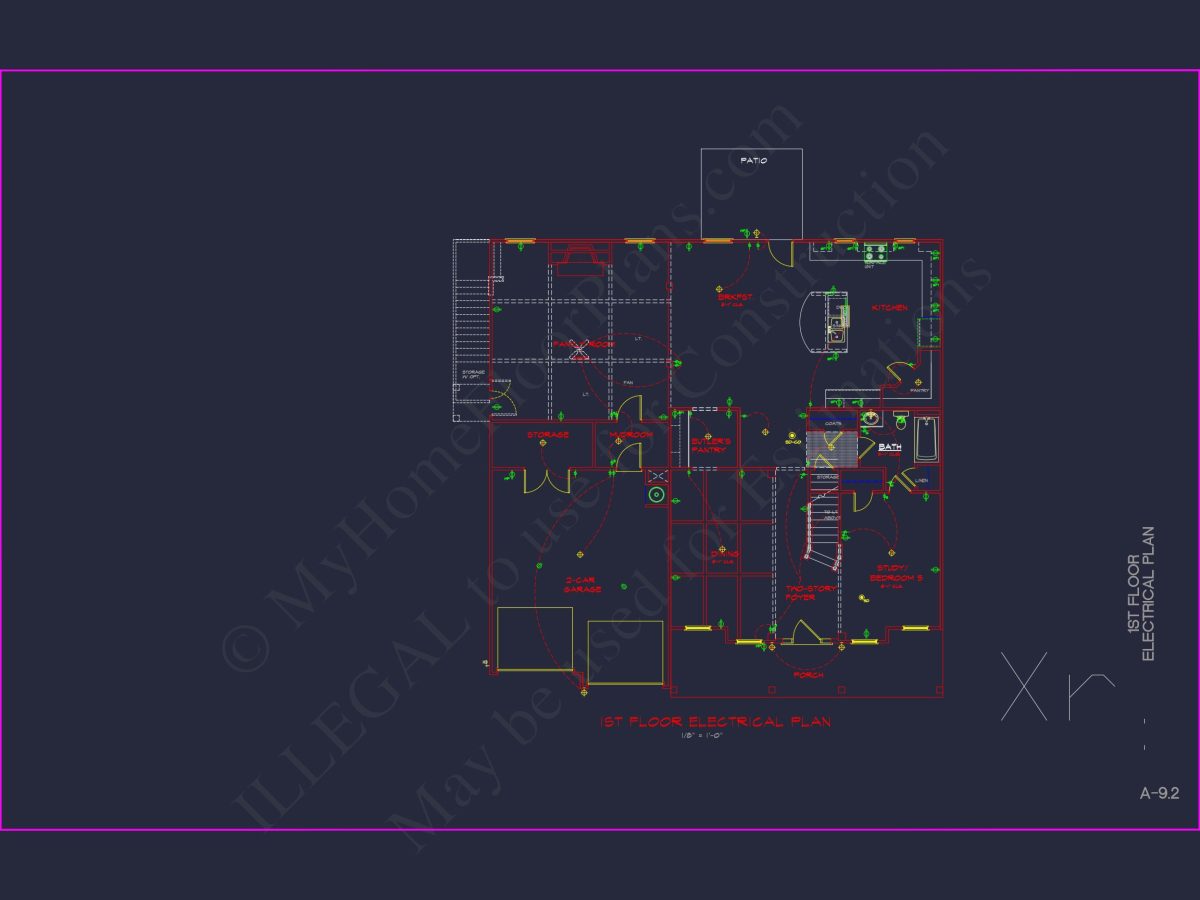 Spacious house Plan with 2 Floors, 5 Bedrooms, and 3-Car Garage