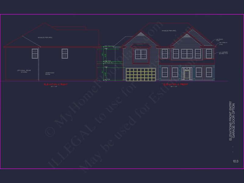Spacious house Plan with 2 Floors, 5 Bedrooms, and 3-Car Garage